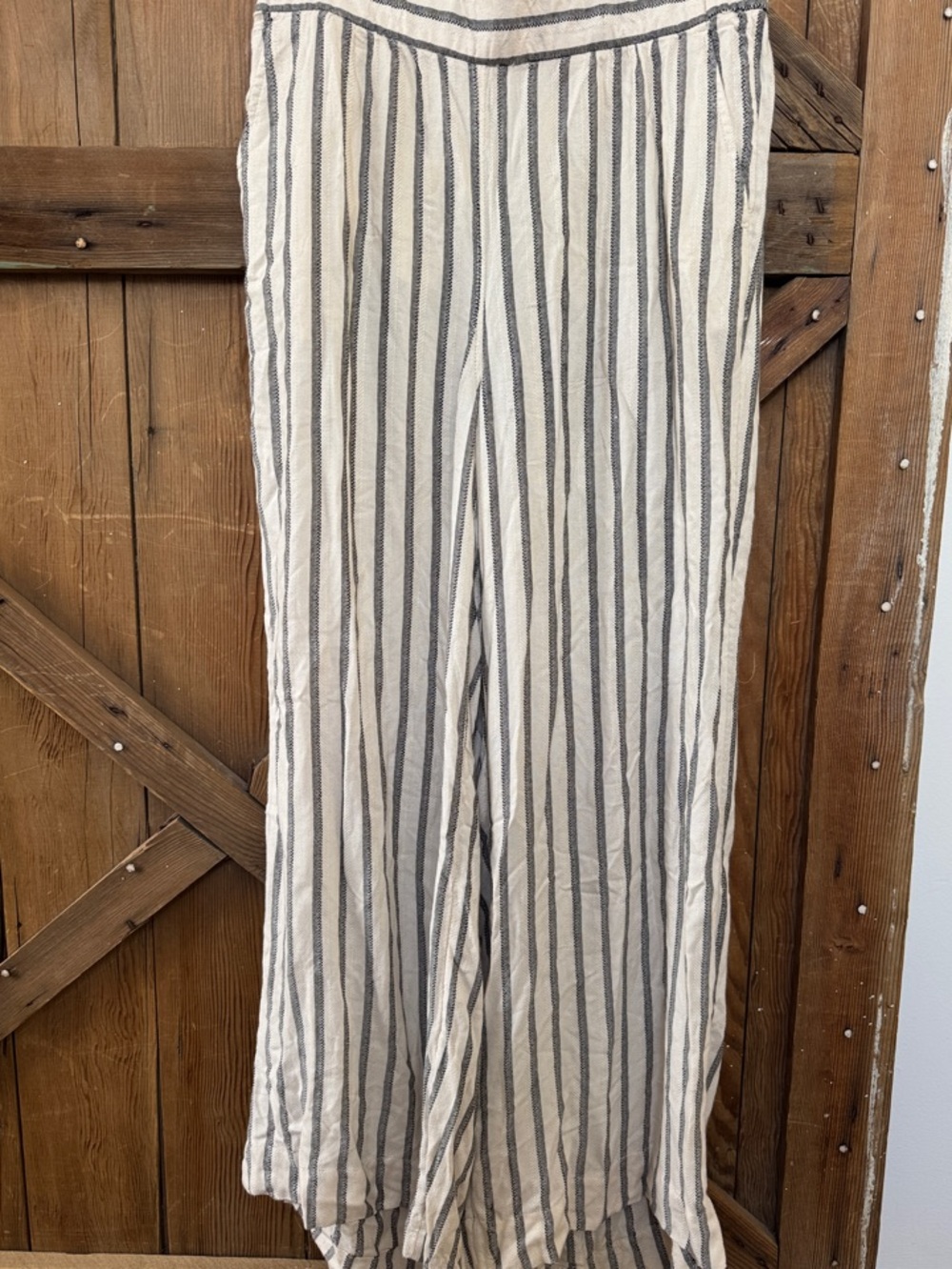 Lou & Grey Cream and Black Striped Wide-Leg Pants